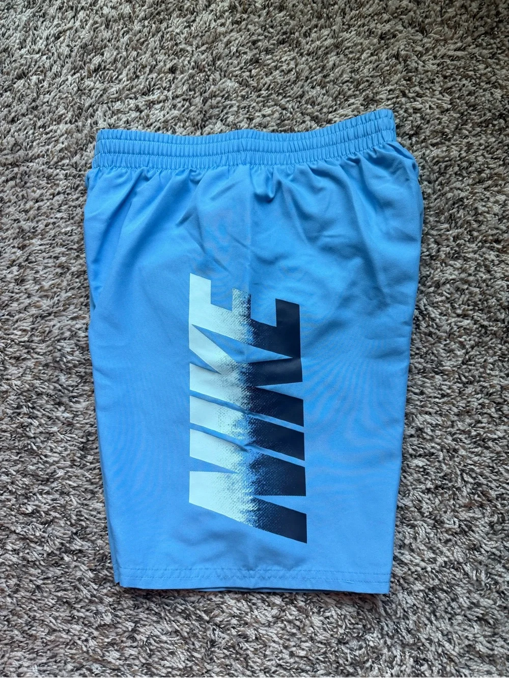 Nike Boys Light Blue Swim Trunks with Side Logo